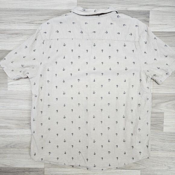 TENTH & OCEAN Mens Tan Linen Sailboat Button Down Shirt Size XL - Picture 6 of 6